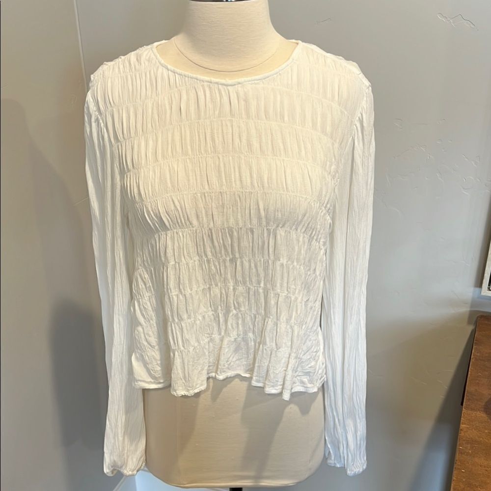 Sanctuary White Pleated Blouse